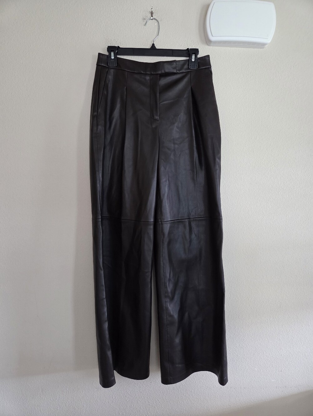 Mango Mng Womens Brown Riga Faux Leather Wide Leg Pants Size 6 NWT Office Fall - Picture 2 of 11